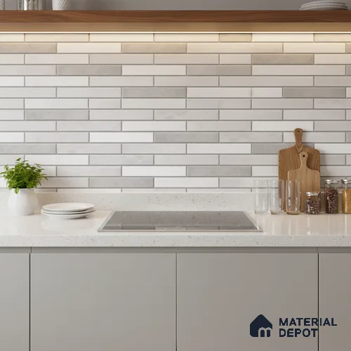 Stacked Stone Wall Tile TL 06562 D Bangkok Pearl 2 ft x 1 ft Ceramic Glossy Finish - 8 mm | Suitable for Living Room, Kitchen & Bathroom