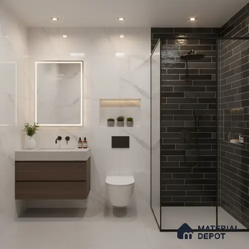 Faux Subway Wall Tile TL 06563 D R Tribeca Black 2 ft x 1 ft Ceramic Glossy Finish - 8 mm | Suitable for Kitchen, Bathroom & Balcony Walls | Please Expect a Slight Variation of Pattern