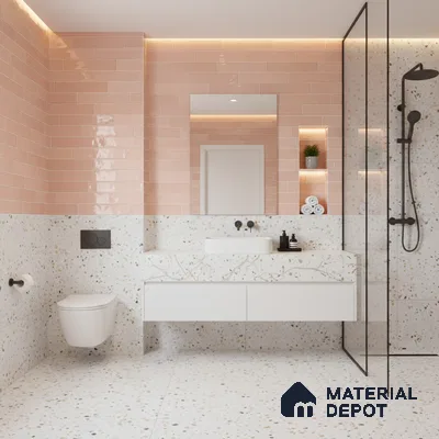 Faux Subway Wall Tile TL 06563 R Tribeca Pink 2 ft x 1 ft Ceramic Glossy Finish - 8 mm | Suitable for Kitchen, Bathroom & Balcony Walls | Please Expect a Slight Variation of Pattern (Sample)