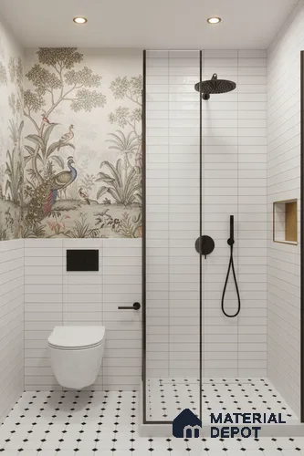 Subway Wall Tile TL 06564 F Wuxi Grey Line 2 ft x 1 ft Ceramic Glossy Finish - 8 mm | Suitable for Kitchen & Bathroom | Please Expect a Slight Variation of Pattern