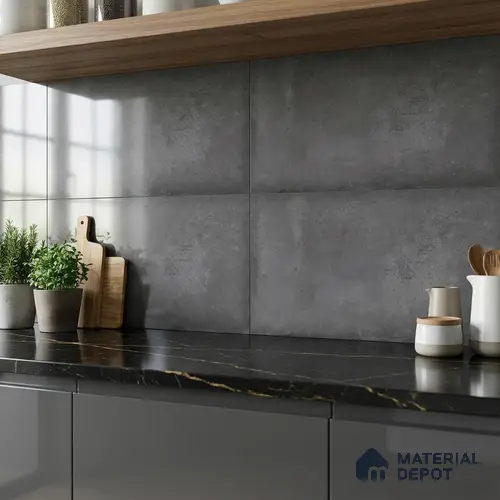 Stone Wall Tile TL 06567 B Mood Dark Grey 2 ft x 1 ft Ceramic Glossy Finish - 8 mm | Suitable for Living Room, Kitchen & Bathroom