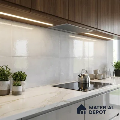 Stone Wall Tile TL 06567 Mood Light Grey 2 ft x 1 ft Ceramic Glossy Finish - 8 mm | Suitable for Living Room, Kitchen & Bathroom (Sample)