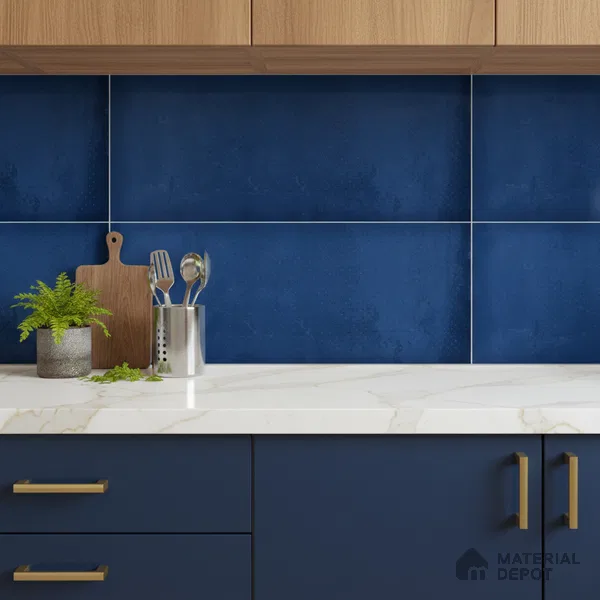 Stone Wall Tile TL 06569 Mood Dark Blue 2 ft x 1 ft Ceramic Glossy Finish - 8 mm | Suitable for Living Room, Kitchen & Bathroom