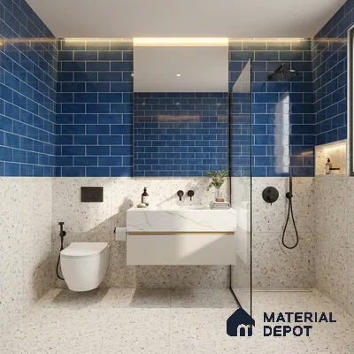Brick Wall Tile TL 06570 D R Mood Dk Blue Bricks HL 2 ft x 1 ft Ceramic Glossy Finish - 8 mm | Suitable for Living Room, Kitchen & Bathroom (Sample)