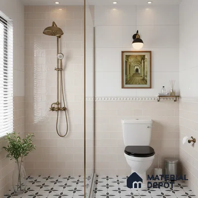 Faux Subway Wall Tile TL 06570 E Mood Off White Brick HL 2 ft x 1 ft Ceramic Glossy Finish - 8 mm | Suitable for Kitchen, Bathroom, Dining Area | Please Expect a Slight Variation of Pattern