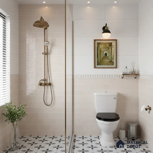 Faux Subway Wall Tile TL 06570 E Mood Off White Brick HL 2 ft x 1 ft Ceramic Glossy Finish - 8 mm | Suitable for Kitchen, Bathroom, Dining Area | Please Expect a Slight Variation of Pattern