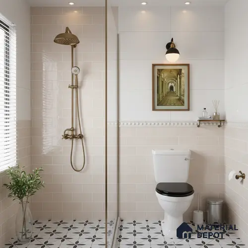 Faux Subway Wall Tile TL 06570 E Mood Off White Brick HL 2 ft x 1 ft Ceramic Glossy Finish - 8 mm | Suitable for Kitchen, Bathroom & Balcony Walls | Please Expect a Slight Variation of Pattern