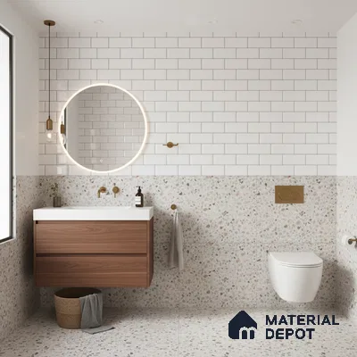 Faux Subway Wall Tile TL 06570 8022 LT 2 ft x 1 ft Ceramic Glossy Finish - 8 mm | Suitable for Kitchen, Bathroom & Balcony Walls | Please Expect a Slight Variation of Pattern (Sample)