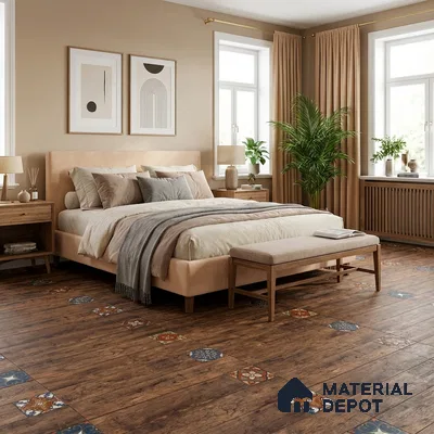 Wood Look Floor Tile TL 06572 B Sequoia Nut 35 Inch x 6 Inch Vitrified Matte Finish - 9 mm | Suitable for Living Room, Kitchen & Bedroom | 2-3 mm Spacer is Mandatory
