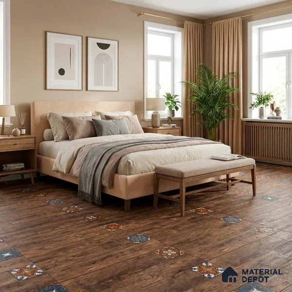 Wood Look Floor Tile TL 06572 B Sequoia Nut 35 Inch x 6 Inch Vitrified Matte Finish - 9 mm | Suitable for Living Room, Kitchen & Bedroom | 2-3 mm Spacer is Mandatory