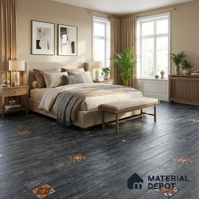 Wood Look Floor Tile TL 06572 Sequoia Azul 35 Inch x 6 Inch Vitrified Matte Finish - 9 mm | Suitable for Living Room, Kitchen & Bedroom | 2-3 mm Spacer is Mandatory (Sample)