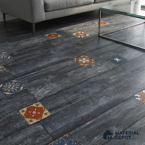 Wood Look Floor Tile TL 06572 Sequoia Azul 35 Inch x 6 Inch Vitrified Matte Finish - 9 mm | Suitable for Living Room, Kitchen & Bedroom | 2-3 mm Spacer is Mandatory
