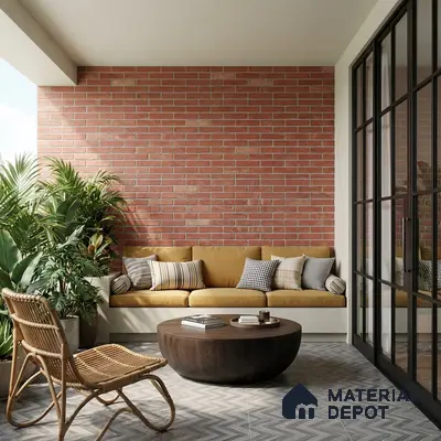 Brick Wall Tile TL 06580 B Manhattan Azul-1 2 ft x 1 ft Ceramic Matte Finish - 9 mm | Suitable for Balcony, Foyer, Elevation, Courtyard