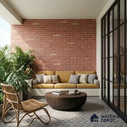 Brick Wall Tile TL 06580 B Manhattan Azul-1 2 ft x 1 ft Ceramic Matte Finish - 9 mm | Suitable for Balcony, Foyer, Elevation, Courtyard
