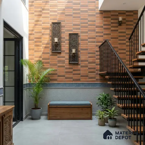 Brick Wall Tile TL 06580 Manhattan Perla 2 ft x 1 ft Ceramic Matte Finish - 9 mm | Suitable for Courtyard, Stair Lobby wall, Balcony, Elevation
