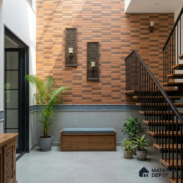 Brick Wall Tile TL 06580 Manhattan Perla 2 ft x 1 ft Ceramic Matte Finish - 9 mm | Suitable for Courtyard, Stair Lobby wall, Balcony, Elevation (Sample)