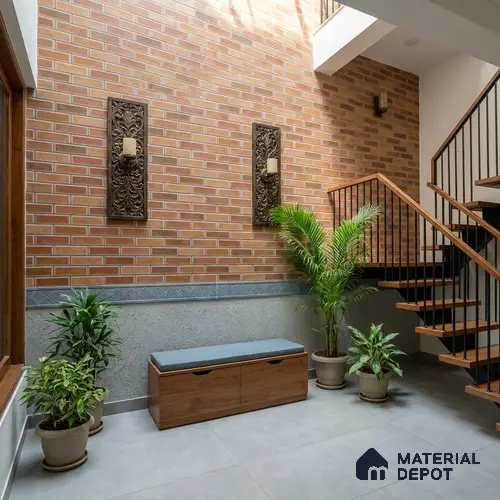 Brick Wall Tile TL 06581 B Aitana Sand 2 ft x 1 ft Ceramic Matte Finish - 9 mm | Suitable for Courtyard, Stair Lobby wall, Balcony, Elevation