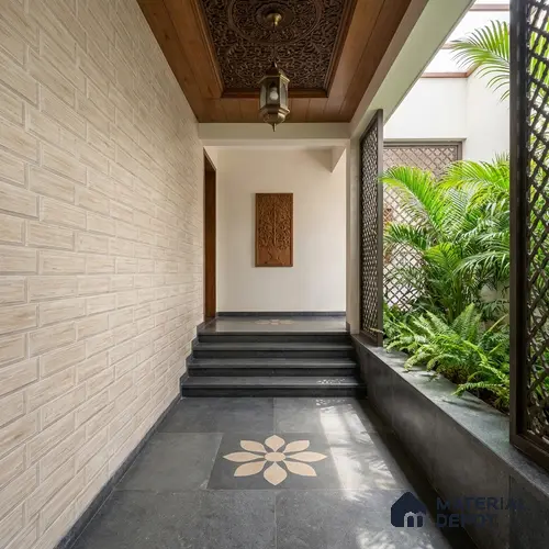Brick Wall Tile TL 06581 Aitana Crema-1 2 ft x 1 ft Ceramic Matte Finish - 9 mm | Suitable for Foyer, Balcony, Elevation, Courtyard