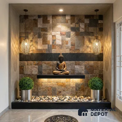 Stacked Stone Wall Tile TL 06582 B Exence Oxido 2 ft x 1 ft Ceramic Matte Finish - 9 mm | Suitable for Foyer, Balcony, Elevation, Courtyard