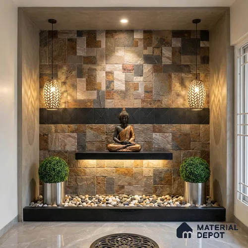 Stacked Stone Wall Tile TL 06582 B Exence Oxido 2 ft x 1 ft Ceramic Matte Finish - 9 mm | Suitable for Foyer, Balcony, Elevation, Courtyard