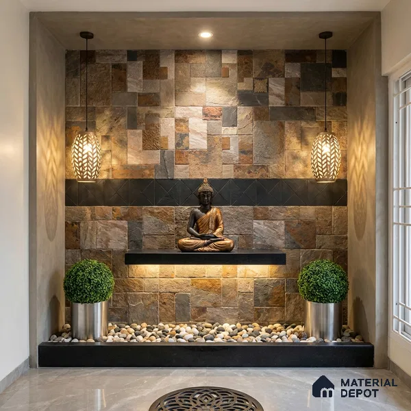 Stacked Stone Wall Tile TL 06582 B Exence Oxido 2 ft x 1 ft Ceramic Matte Finish - 9 mm | Suitable for Foyer, Balcony, Elevation, Courtyard