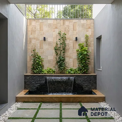 Stacked Stone Wall Tile TL 06582 C Exence Crema 2 ft x 1 ft Ceramic Matte Finish - 9 mm | Suitable for Courtyard, Foyer, Balcony, Elevation (Sample)