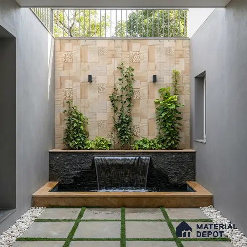 Stacked Stone Wall Tile TL 06582 C Exence Crema 2 ft x 1 ft Ceramic Matte Finish - 9 mm | Suitable for Courtyard, Foyer, Balcony, Elevation