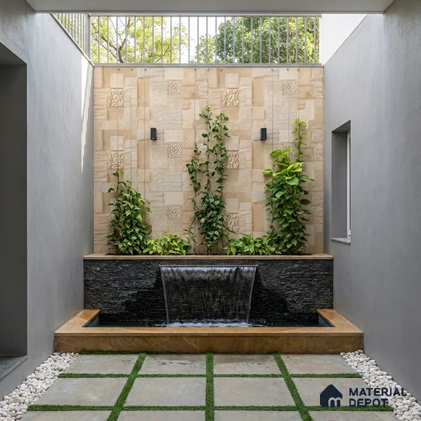 Stacked Stone Wall Tile TL 06582 C Exence Crema 2 ft x 1 ft Ceramic Matte Finish - 9 mm | Suitable for Courtyard, Foyer, Balcony, Elevation (Sample)