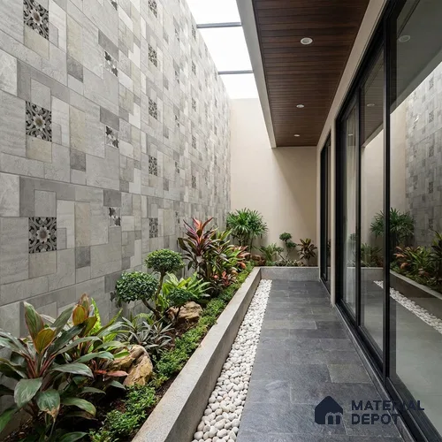 Stacked Stone Wall Tile TL 06582 Exence Gris 2 ft x 1 ft Ceramic Matte Finish - 9 mm | Suitable for Courtyard, Foyer, Balcony, Elevation