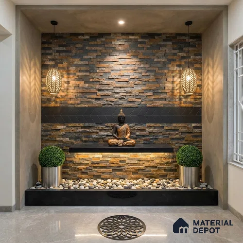 Stacked Stone Wall Tile TL 06583 B Brasil Oxido 2 ft x 1 ft Ceramic Matte Finish - 9 mm | Suitable for Foyer, Balcony, Elevation, Courtyard