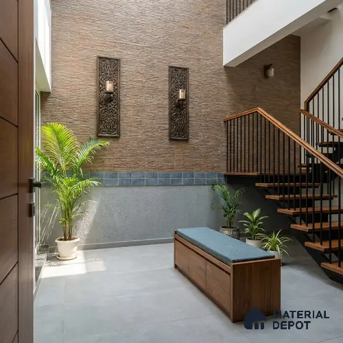 Stone Wall Tile TL 06585 B Lims Azul 2 ft x 1 ft Ceramic Matte Finish - 9 mm | Suitable for Courtyard, Stair Lobby Wall, Balcony, Elevation