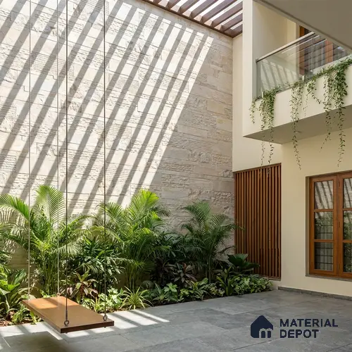 Stacked Stone Wall Tile TL 06587 Magma Canyon 2 ft x 1 ft Ceramic Matte Finish - 9 mm | Suitable for Courtyard, Foyer, Balcony, Elevation