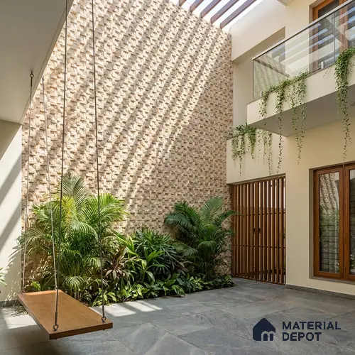 Stone Wall Tile TL 06588 B Ribera Canyon 2 ft x 1 ft Ceramic Matte Finish - 9 mm | Suitable for Courtyard, Foyer, Balcony, Elevation
