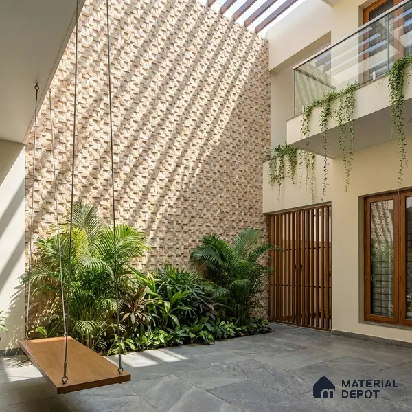 Stone Wall Tile TL 06588 B Ribera Canyon 2 ft x 1 ft Ceramic Matte Finish - 9 mm | Suitable for Courtyard, Foyer, Balcony, Elevation
