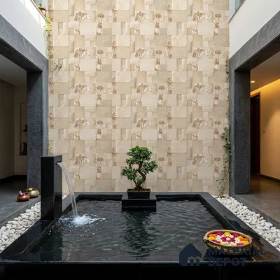 Stacked Stone Wall Tile TL 06591 Noxer Baige 2 ft x 1 ft Ceramic Matte Finish - 9 mm | Suitable for Courtyard, Foyer, Balcony, Elevation (Sample)
