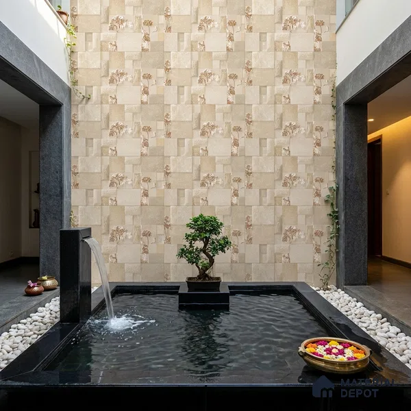 Stacked Stone Wall Tile TL 06591 Noxer Baige 2 ft x 1 ft Ceramic Matte Finish - 9 mm | Suitable for Courtyard, Foyer, Balcony, Elevation (Sample)