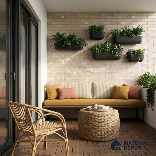 Brick Wall Tile TL 06594 B Brick Line Ivory 2 ft x 1 ft Ceramic Matte Finish - 9 mm | Suitable for Balcony, Foyer,  Elevation, Courtyard