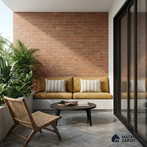 Brick Wall Tile TL 06594 C Brick Line Canyon 2 ft x 1 ft Ceramic Matte Finish - 9 mm | Suitable for Balcony, Foyer,  Elevation, Courtyard
