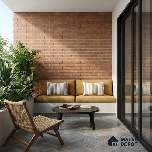 Brick Wall Tile TL 06594 C Brick Line Canyon 2 ft x 1 ft Ceramic Matte Finish - 9 mm | Suitable for Balcony, Foyer, Elevation, Courtyard