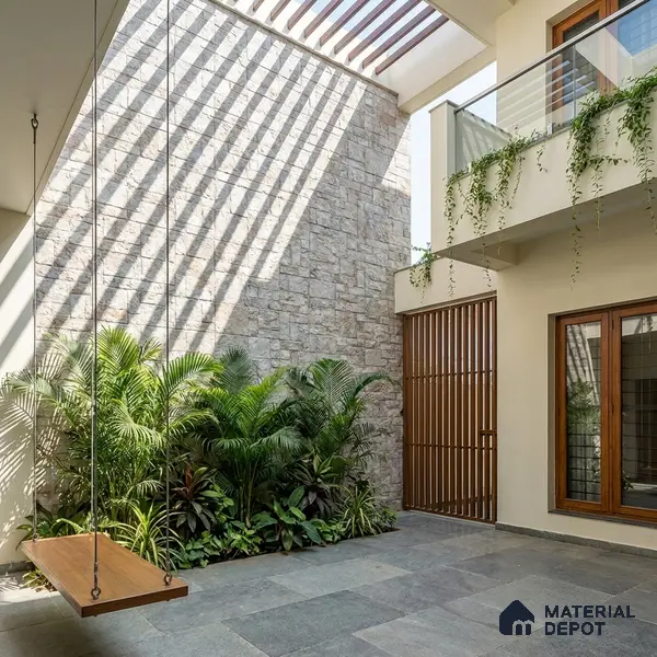 Stacked Stone Wall Tile TL 06596 B Wire Canyon 2 ft x 1 ft Ceramic Matte Finish - 9 mm | Suitable for Courtyard, Foyer, Balcony, Elevation