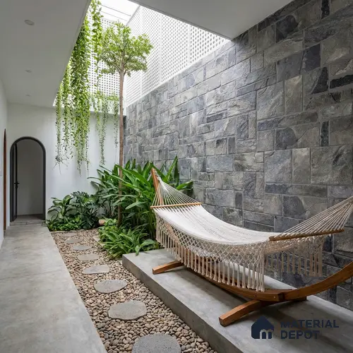 Stacked Stone Wall Tile TL 06596 Wire Negro 2 ft x 1 ft Ceramic Matte Finish - 9 mm | Suitable for Courtyard, Foyer, Balcony, Elevation