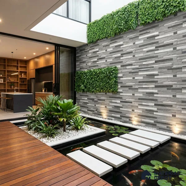 Stacked Stone Wall Tile TL 06599 Ardesia Gris 2 ft x 1 ft Ceramic Matte Finish - 9 mm | Suitable for Courtyard, Foyer, Balcony, Elevation (Sample)