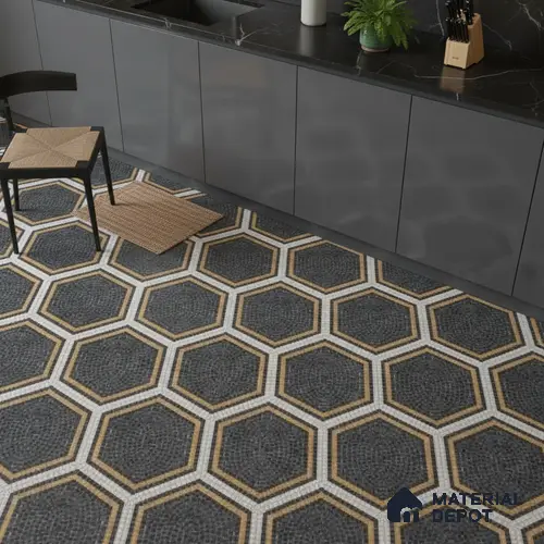 Hexagonal Floor & Wall Tile TL 06600 C 2 ft x 2 ft Vitrified Matte Finish Tile - 9 mm | Ideal for Living Room, Bedroom, Bathroom