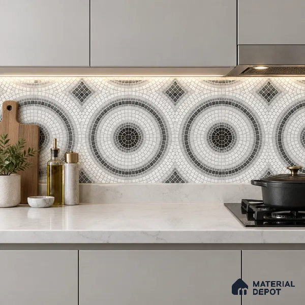 Moroccan Wall & Floor Tile TL 06602 Veleta Arte 2 ft x 2 ft Vitrified Matte Finish - 9 mm | Suitable For Kitchen, Foyer, Balcony | Please Expect a Slight Variation of Pattern