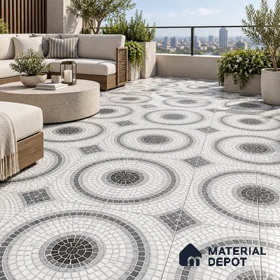 Moroccan Wall & Floor Tile TL 06602 Veleta Arte 2 ft x 2 ft Vitrified Matte Finish - 9 mm | Suitable For Kitchen, Foyer, Balcony | Please Expect a Slight Variation of Pattern