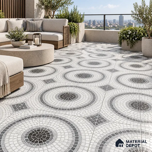 Moroccan Wall & Floor Tile TL 06602 Veleta Arte 2 ft x 2 ft Vitrified Matte Finish - 9 mm | Suitable For Kitchen, Foyer, Balcony | Please Expect a Slight Variation of Pattern