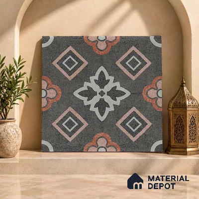 Moroccan Floor & Wall Tile TL 06603 C  2 ft x 2 ft  Vitrified Matte Finish Tile - 9 mm | Suitable For Kitchen, Balcony, Dining Area | Please Expect a Slight Variation of Pattern