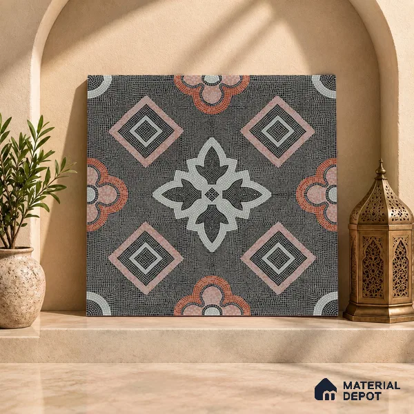 Moroccan Floor & Wall Tile TL 06603 C 2 ft x 2 ft Vitrified Matte Finish Tile - 9 mm | Suitable For Kitchen, Balcony, Dining Area | Please Expect a Slight Variation of Pattern