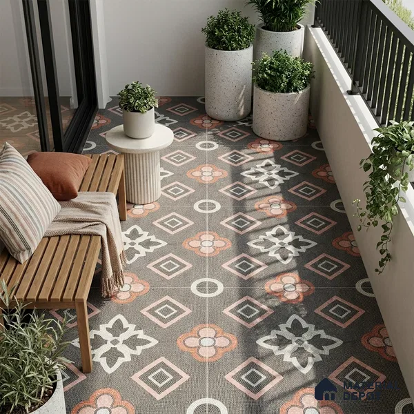 Moroccan Floor & Wall Tile TL 06603 C 2 ft x 2 ft Vitrified Matte Finish Tile - 9 mm | Suitable For Kitchen, Balcony, Dining Area | Please Expect a Slight Variation of Pattern