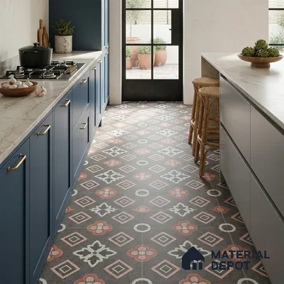 Moroccan Floor & Wall Tile TL 06603 C  2 ft x 2 ft  Vitrified Matte Finish Tile - 9 mm | Suitable For Kitchen, Balcony, Dining Area | Please Expect a Slight Variation of Pattern